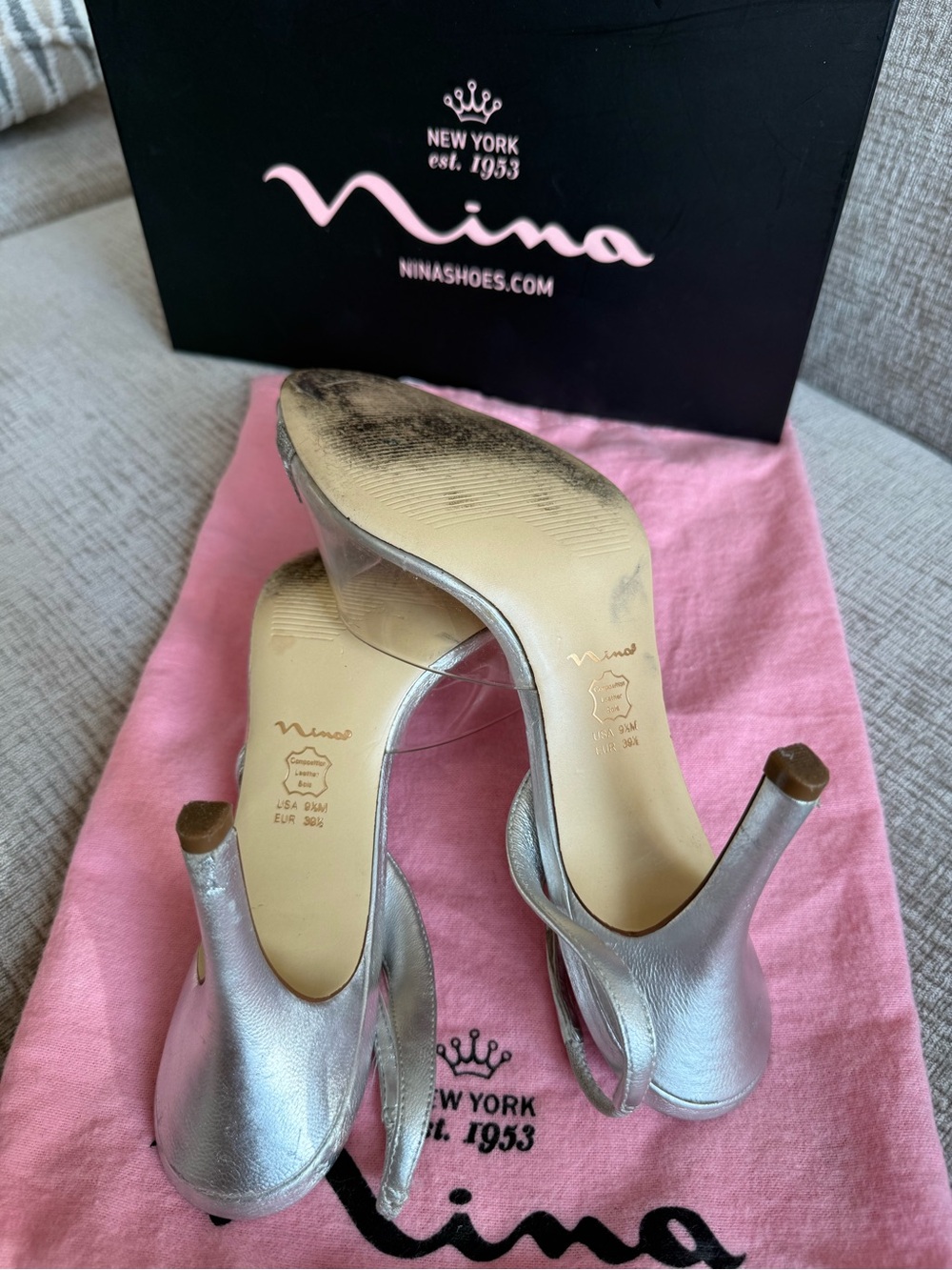 Nina Silver Rhinestone Open-Toe Heels - Picture 4 of 5